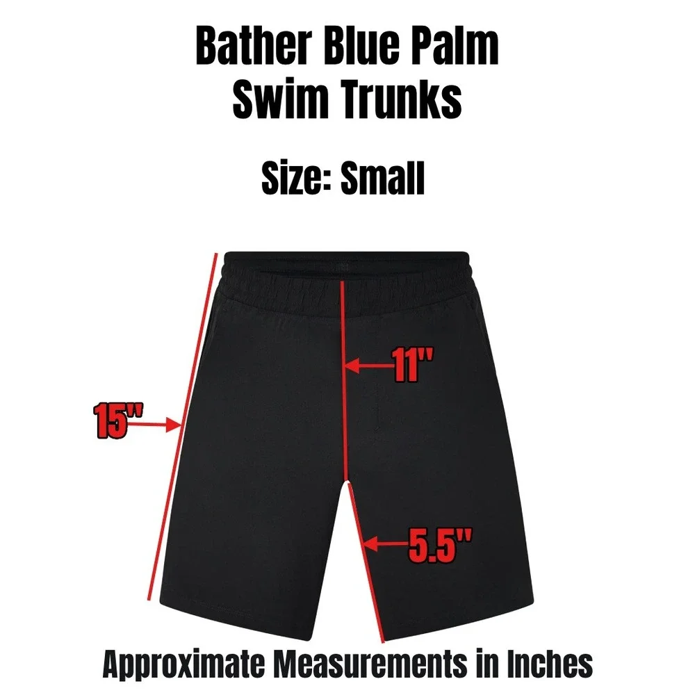 Bather Blue Palm Swim Trunks Mens Small 5.5